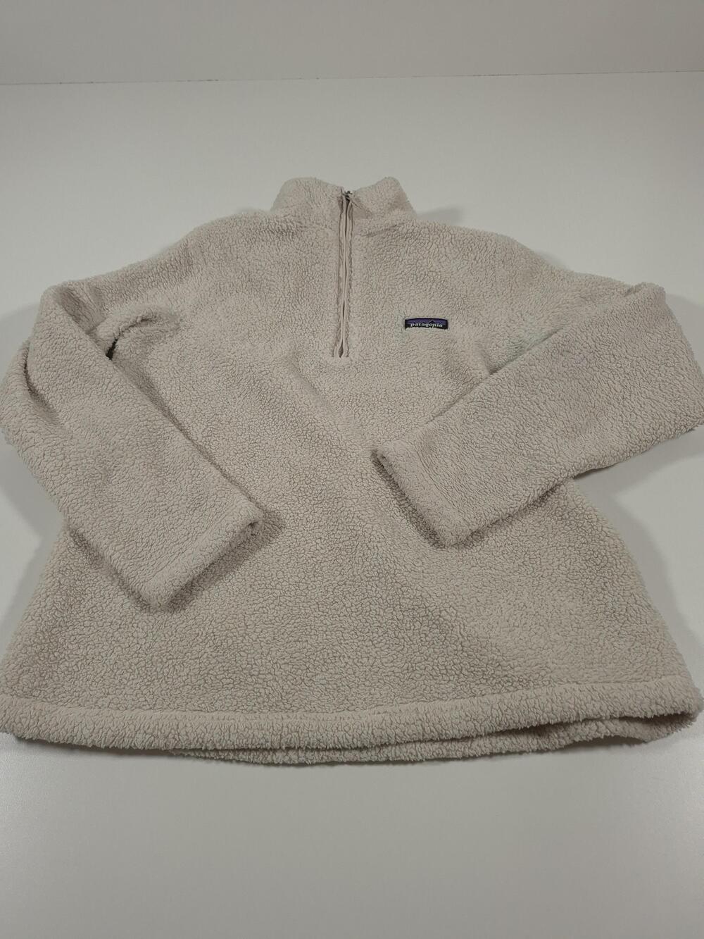 Patagonia Los Gatos Jacket Women's L White Sherpa Fleece 1/4 Zip Pullover